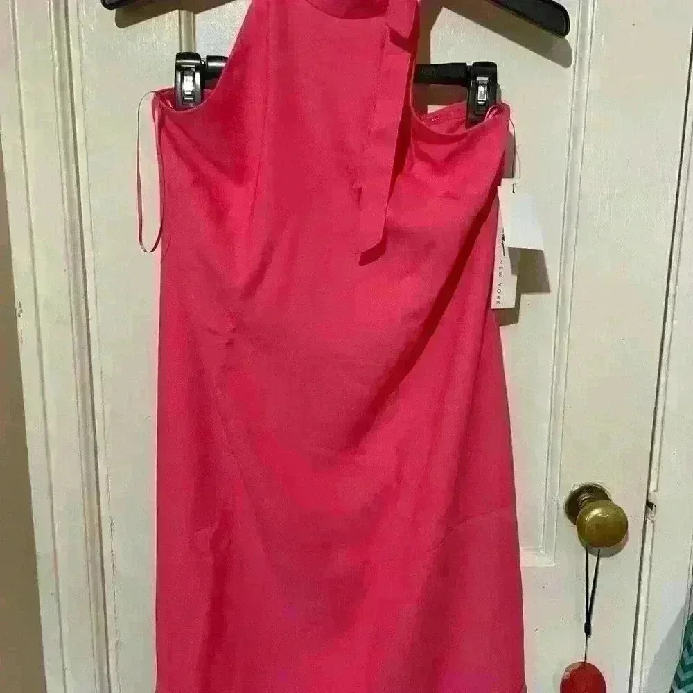 Nicole Miller Pink Halter Tie-Back Midi Dress Size 2 NWT